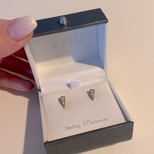 NWT Crislu sterling platinum earrings
